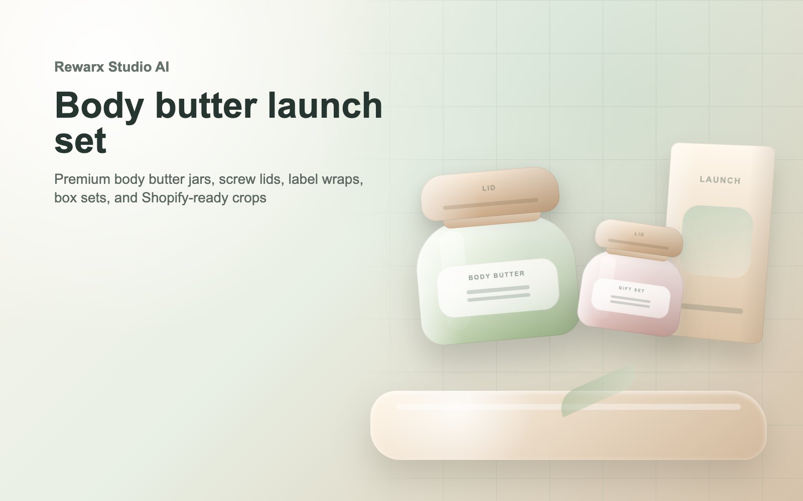 Rewarx Studio AI Shopify mockup-generator til body butter-flaskeflasker: Hvor body butter-flaske-mockups understøtter Shopify-salg