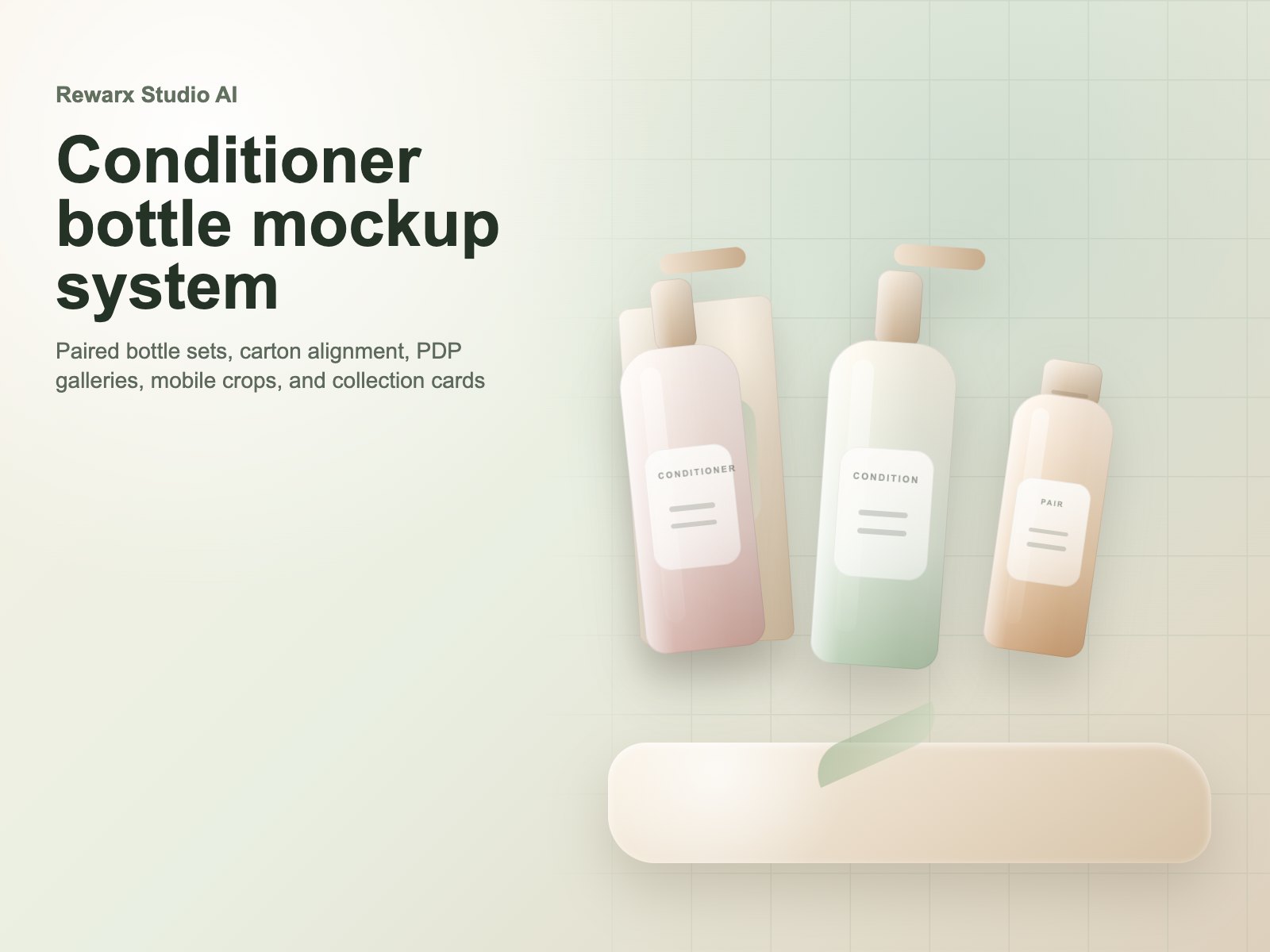 Rewarx Studio AI Shopify mockup-generator til conditionerflaskeflasker: Conditionerflasker kan se premium ud og stadig miste tillid i galleriet Rewarx Studio AI Shopify mockup-generator til conditionerflaskeflasker: Conditionerflasker kan se premium ud og stadig miste tillid i galleriet