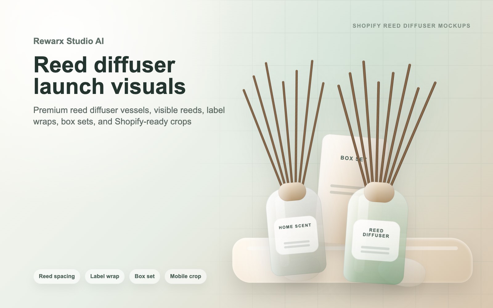 Rewarx Studio AI مولد mockup لعبوات منتج reed diffuser Shopify: أين تدعم mockups عبوات منتج reed diffuser البيع في Shopify Rewarx Studio AI مولد mockup لعبوات منتج reed diffuser Shopify: أين تدعم mockups عبوات منتج reed diffuser البيع في Shopify