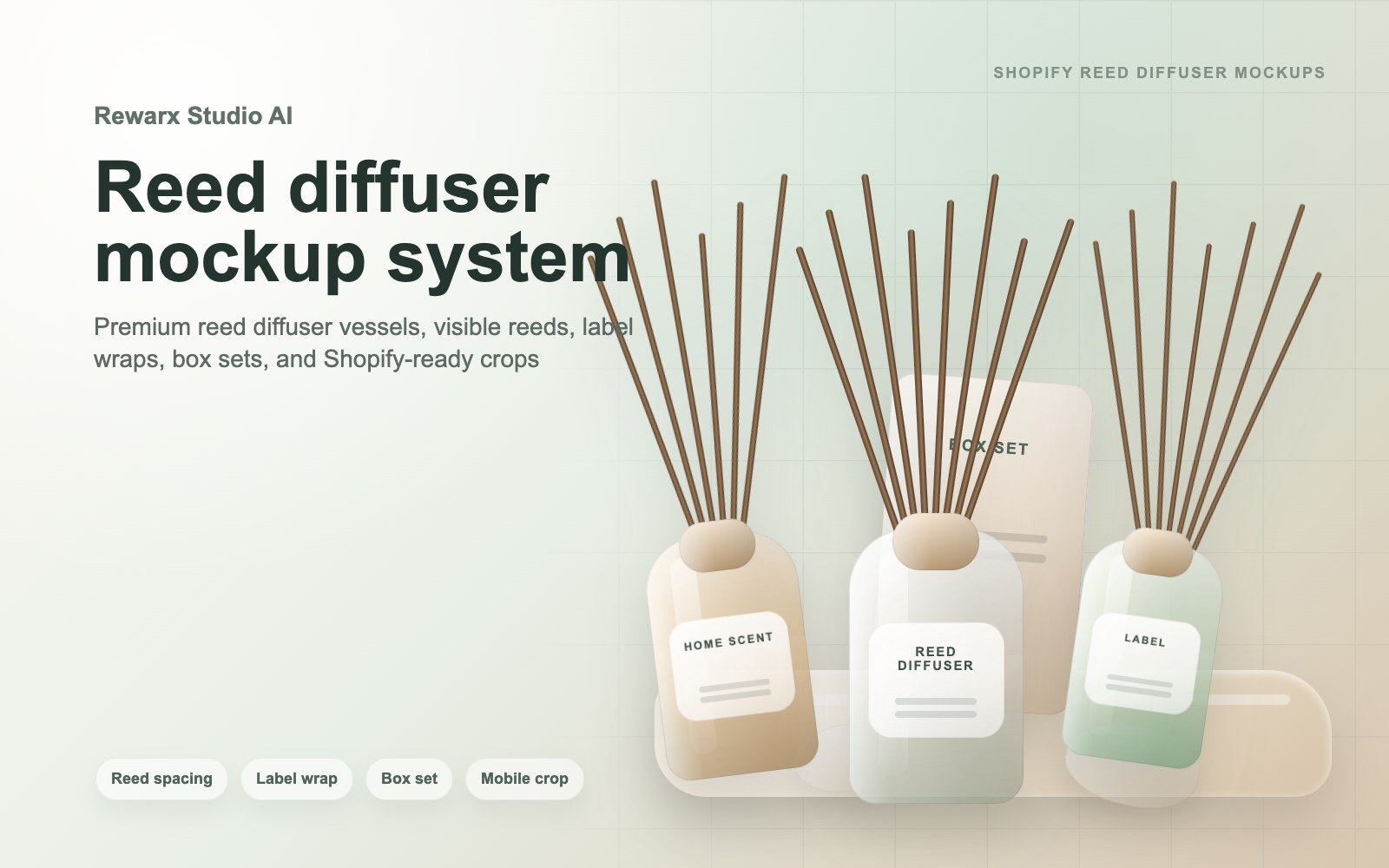 Rewarx Studio AI مولد mockup لعبوات منتج reed diffuser Shopify: أنشئ mockups لعبوات منتج reed diffuser Shopify تجعل SKU الحقيقي سهل المراجعة Rewarx Studio AI مولد mockup لعبوات منتج reed diffuser Shopify: أنشئ mockups لعبوات منتج reed diffuser Shopify تجعل SKU الحقيقي سهل المراجعة