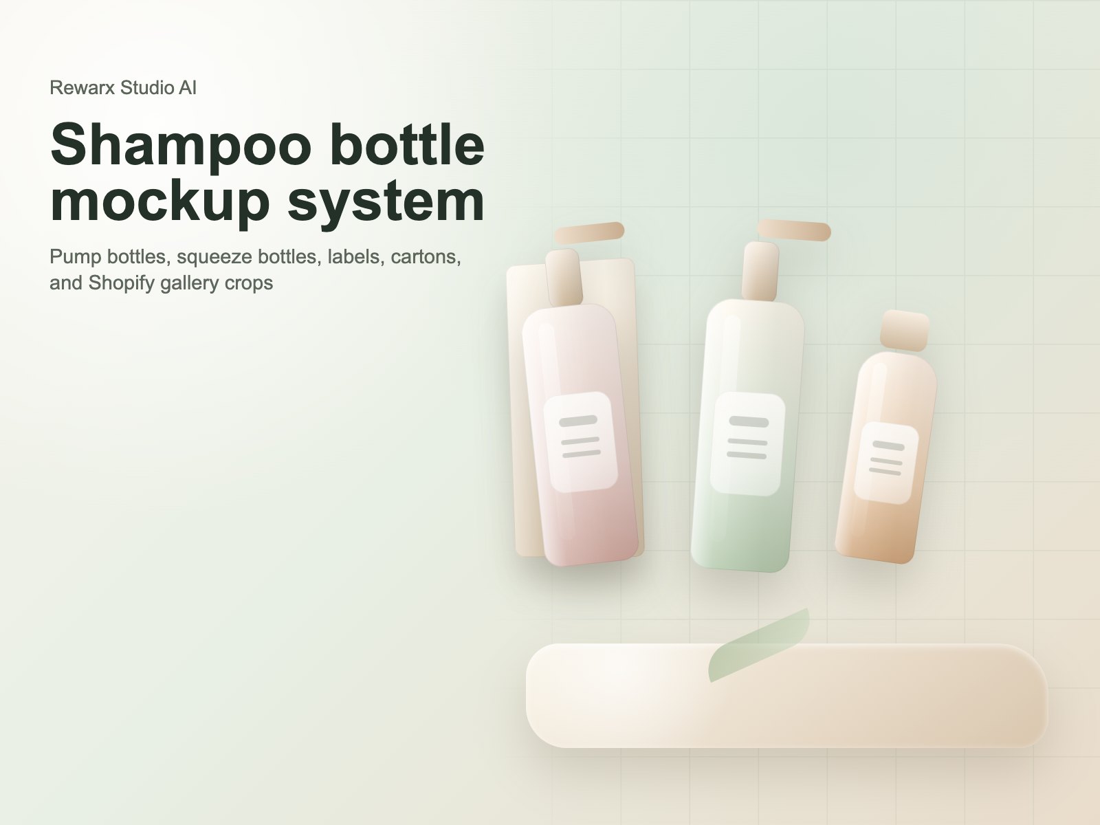 Rewarx Studio AI Gerador de mockups de frascos de frasco de shampoo Shopify: Tubos cosméticos podem parecer premium e ainda perder confiança na galeria
